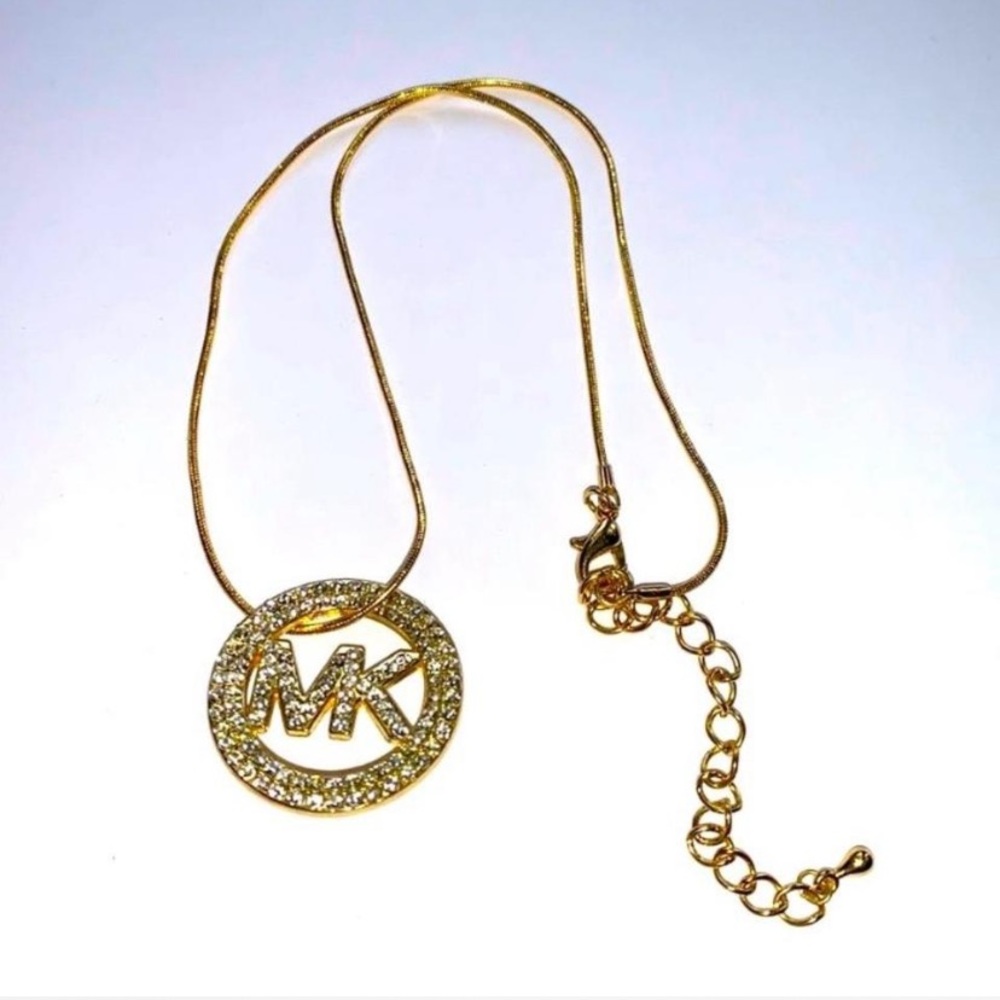 Michael Kors MK gold bling logo necklace